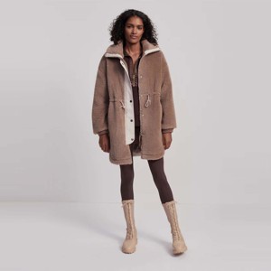 Chaqueta de Sherpa de corteza de pino de cuello alto de moda con cierre de botón a presión perfecta para ropa de invierno informal - Product Image 1