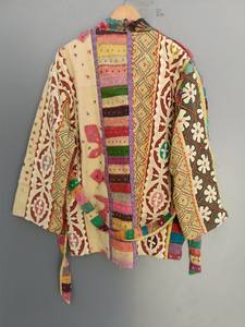 Customised Handmade Patchwork Cotton Kantha Jackets for <b>Women</b> Long Vintage Quilted Winter <b>Coat</b> Free Size - Product Image 4