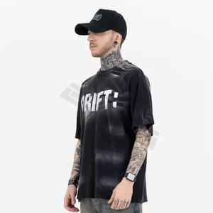 เสื้อยืดผ้าแอซิดสำหรับผู้ชายเสื้อยืดผ้าฝ้ายแนวสตรีทเสื้อฮิปฮอปจากหิน100% มีโลโก้ปรับแต่งเสื้อยืดวินเทจทรงโอเวอร์ไซส์ฮิปฮอป - Product Image 3