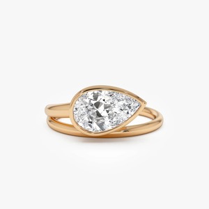 Encantador anillo de diamantes con engaste de perlas de 1.50 quilates, diamante cultivado en laboratorio E-F VS, engaste de oro macizo de 14 quilates para fiesta de compromiso - Product Image 1