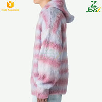 Pull en mohair à col rond pour homme, à manches longues, avec logo personnalisé, tricoté à la machine, à rayures, à capuche, décontracté, hiver, couleur et taille personnalisées