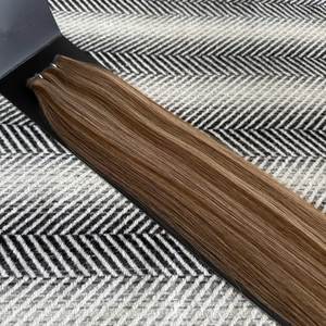 12A Remy Brazilian Straight Hair Extensions Tape in #6/16A Light <b>Medium</b> Brown <b>Ash</b> <b>Blonde</b> Double Drawn Virgin - Product Image 5