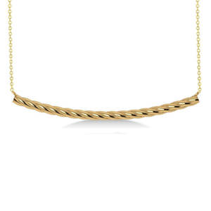 Collar con Colgante Trapecio de Oro Amarillo y Rosa de 14k con Diamante y Perla, Cadena de Barra Curva, Joyería de Compromiso Moderna, Chapado en Oro - Product Image 2