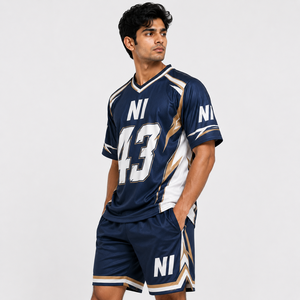 Ensemble maillot et short de football pour homme NI, col en V, impression sublimée, évacuation de l'humidité, uniforme sportif, vêtements de sport d'équipe, toutes saisons - Product Image 5