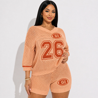 Damen Game Day Strick-Jersey Zweiteiler Set Football Rugby Pullover Fans Sport-Jersey-Stil V-Ausschnitt Benutzerdefiniertes Team-Logo Streetwear