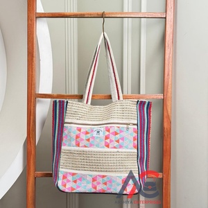 El mejor bolso de mano de cáñamo hecho a mano con estampado tribal, bolso de hombro de compras reutilizable ecológico para mujer, bolso de estilo étnico bohemio - Product Image 1