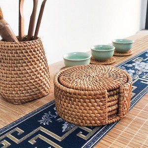 High Grade <b>Coasters</b> Mats for Home Hotel Table Rattan <b>Coasters</b> High Selling Quality Holder Hand <b>Woven</b> Wicker Drink Cup <b>Coasters</b> - Product Image 3