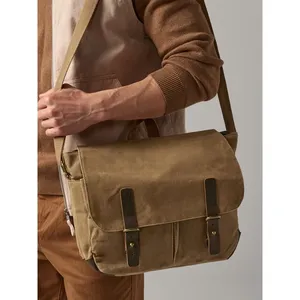 Heritage Custom Waxed <b>Canvas</b> Messenger Bag Promotional <b>Backpack</b> for Merchandising - Product Image 6