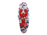 Bandeau imprimé de journaux d'écrevisses avec motif de homard perlé
