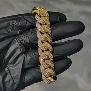 Pulsera de Oro Rosa Chapada en Oro con Certificación IGI para Hombre, Brazaletes Personalizados con Cadena Cubana, Diamantes de Imitación VVS Moissanite, Regalo - Product Image 1