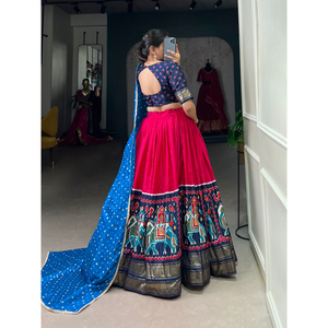 Ensemble Lehenga Choli en soie semi-cousu avec chemisier fantaisie de créateur pour mariage, fête, tenue ethnique indienne pour femmes - Product Image 4