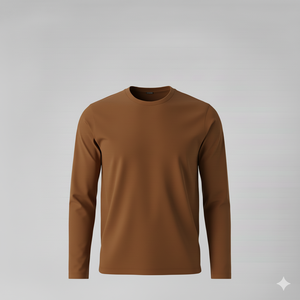 Camiseta de Algodón de Manga Larga con Cuello Redondo para Hombre, Lisa y de Alta Calidad - Product Image 1