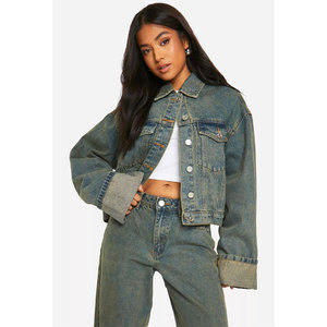 Chaqueta Vaquera para Mujer, Estilo Casual, Color Sólido, Chaqueta de Mezclilla de Alta Calidad, Camisa Vaquera para Dama - Product Image 1