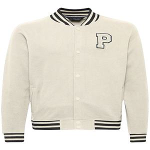 Chaqueta Universitaria de Béisbol para Hombre con Mangas de Cuero y Logotipo Personalizado, Bordado, para Parejas, Chaqueta Varsity Blanca - Product Image 1