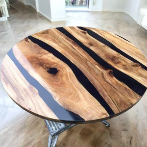 Table à manger/table basse en bois d'acacia et résine, fabrication artisanale moderne, imperméable, salon, retraite, mariage, anniversaire, Diwali - Product Image 1