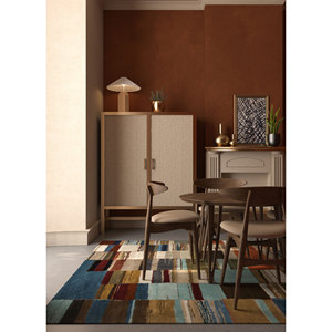 พรมปูพื้นทรงสี่เหลี่ยมผืนผ้าลายทางเรขาคณิตสีเบจน้ำตาล Nomadic Threads รุ่น PDJT-267 ทำจากปอกระเจาทอแบบแบน เหมาะสำหรับตกแต่งบ้าน ห้องนั่งเล่น และทางเดิน - Product Image 5