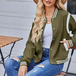 Elegante chaqueta de Letterman para todos los días Trajes casuales Chaqueta de Letterman ligera con botón a presión en la parte delantera - Product Image 2