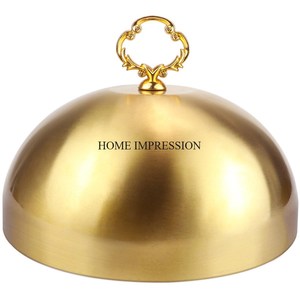 Classique Élégant Moderne Creative Art Designer Haute Qualité Plaqué Or Heavy Duty Métal Fait Forme Ronde De Luxe Dôme Alimentaire Fournitures - Product Image 6