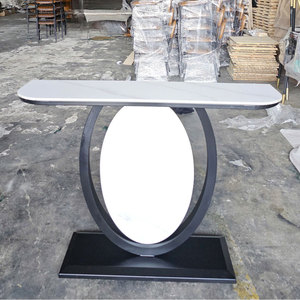 Modern 120x30x85cm <b>Console</b> Table with Iron Legs Ceramic Top Convertible for Villa or Living Room Antique Design Style-CST065 - Product Image 3