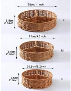 ตะกร้าเก็บของทรงกลมแบบแบ่งช่อง ทำจากหวายธรรมชาติ ทอมือ เป็นมิตรกับสิ่งแวดล้อม ดีไซน์ทันสมัย พร้อมหูหิ้ว - Product Image 6