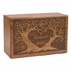 Urne funéraire personnalisée en bois de manguier sculptée à la main pour cendres d'adultes - Product Image 1