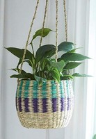 Keranjang Pot Bunga Gantung Buatan Tangan Modern dari Rotan Seagrass Ramah Lingkungan untuk Penyimpanan Dapur Kamar Mandi Dekorasi Rumah dan Taman