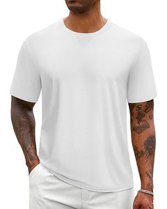 Cómodos hombres cuello redondo transpirable algodón slim fit casual manga corta tela suave ligero moda camisetas lisas - Product Image 1