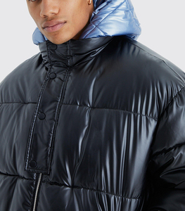 Customized <b>Winter</b> Men's Canvas Stand Collar <b>Waterproof</b> Windproof Puffer <b>Jacket</b> with Hood Custom Logo & Color Options - Product Image 5