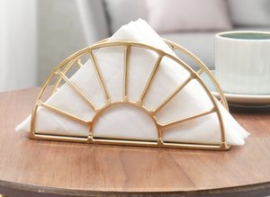 Porte-serviettes et porte-mouchoirs de luxe en métal doré et bois au design antique pour la maison, l'hôtel et le restaurant - Product Image 2