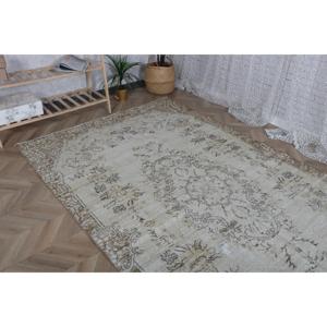 Tapis turc vintage 5,3x9 pieds (161x275 cm), tapis en laine persan blanc - Product Image 3