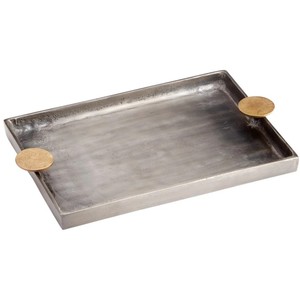 Plateau de service en métal avec poignées en acier inoxydable couleur or Rectangle cercle forme plateau de service alimentaire décoratif hôtel Ware - Product Image 2