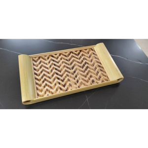 Bandeja de Servir de Bambú Tejida a Mano con Asas, Estilo Rústico de Madera Natural Ecológica para Uso en el Hogar, Restaurantes y Eventos - Product Image 4