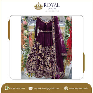 Lehenga choli ผู้หญิงชาติพันธุ์ขายร้อนกับ dupatta อินเดียผ้าวิสคอสกำมะหยี่หนาปักงานแต่งงานสไตล์ทำงาน - Product Image 5