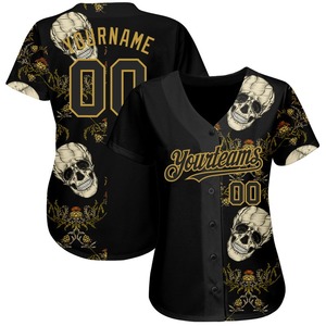 Custom Team Logo Softball Uniform Dark Black Skull Printed Baseball Jersey <b>Shirt</b> for Unisex Spandex/Polyester 220g Quick Dry - Product Image 2