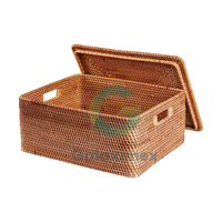 Panier de rangement multifonction en rotin naturel tressé à la main avec couvercle, modèle Galaximex BKK, 100 % naturel, écologique, vente en gros d'usine