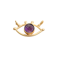 Grossiste Fournisseur Petite Améthyste Charme Argent Sterling 925 Evil Eye Marquise Collier de pierres précieuses Pendentifs Plaqué Or Cadeaux
