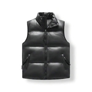 Venta al por mayor chaqueta de invierno de los hombres Venta caliente negro acolchado abajo Chaleco con logotipo personalizado cremallera botón estilo largo TELA DE TRABAJO - Product Image 1