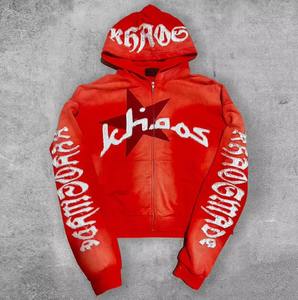 Conjunto de Sudadera con Capucha y Pantalones Deportivos para Hombre, Estilo Urbano, Bordado, con Parches, Lavado Ácido, Vintage, 100% Algodón - Product Image 2