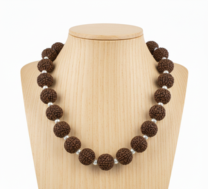 Collier en pierre de Rudraksha naturelle de 18 pouces pour femmes, noué à la main, bijoux géométriques perlés, argent tibétain doré 24 carats, cadeau - Product Image 2