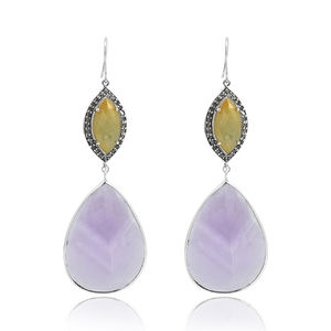 Pendientes de plata de ley de diseñador, joyería colgante de múltiples piedras naturales de lujo, moda de moda para niñas, regalo perfecto al por mayor - Product Image 4