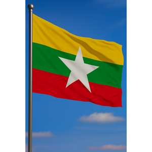 Drapeau personnalisé numérique imprimé en soie et aluminium pour l'extérieur du Myanmar, idéal pour affichage automobile ou utilisation en agence de voyage, style fanion, drapeau à main ou pour voiture - Product Image 3