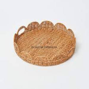 Bandeja de servicio hecha de ratán de la mejor calidad con forma ovalada con asas para el mejor agarre Accesorios de centro de mesa de hotel y restaurante - Product Image 6