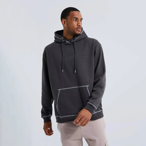 เสื้อฮู้ดผ้าคอตตอน100% ขนาดใหญ่สำหรับผู้ชายผ้าฟลีซสะพายไหล่400กรัมทรงโอเวอร์ไซส์ดีไซน์ใหม่ออกแบบได้ตามต้องการ - Product Image 3