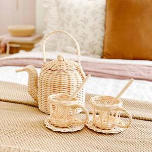 Handcrafted Vintage Rattan <b>Tea</b> <b>Set</b> for <b>Kids</b> Beautifully Designed <b>Tea</b> <b>Set</b> Toys Perfect for Pretend Play and Nurturing Creativity - Product Image 6