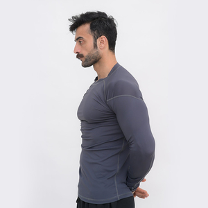 Entrenamientos de gimnasio de alto rendimiento Entrenamiento al aire libre Correr Poliéster Spandex Activewear Zip Compresión Camisa de manga larga para hombres - Product Image 4