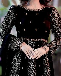 Nueva colección Heavy Georgette Anarkali conjunto de vestido de longitud completa secuencia bordado trabajo cosido Color negro tradicional para - Product Image 2