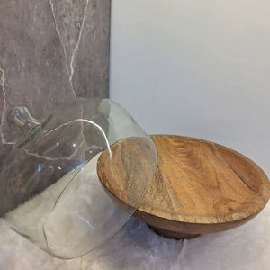 Support à gâteau artisanal en bois, couvercle en verre pour présentation de desserts, boîte à gâteau avec plateau en bois, dôme en verre pour présentation de pâtisseries - Product Image 2