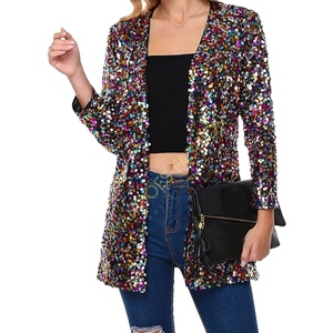 Abrigo de Lona Acolchado Transpirable de Manga Larga con Frente Abierto para Mujer, a la Moda, para Fiestas, con Forro de Seda Multicolor - Product Image 1
