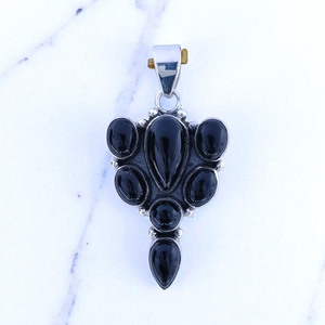 จี้925เงินสเตอร์ลิงขนาดเล็กเครื่องประดับเงินอัญมณีสีดำโอนิกซ์จี้เงินแบบละเอียด - Product Image 2