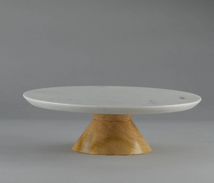 Soporte de pastel de mármol Forma redonda Base de madera Artesanía Artículo de postre Soporte de pastel de mármol redondo Artesanías - Product Image 4
